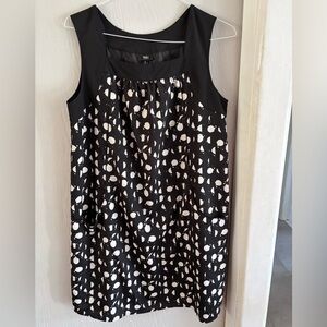 Massimo Black and White Sleeveless Printed Shift Dress